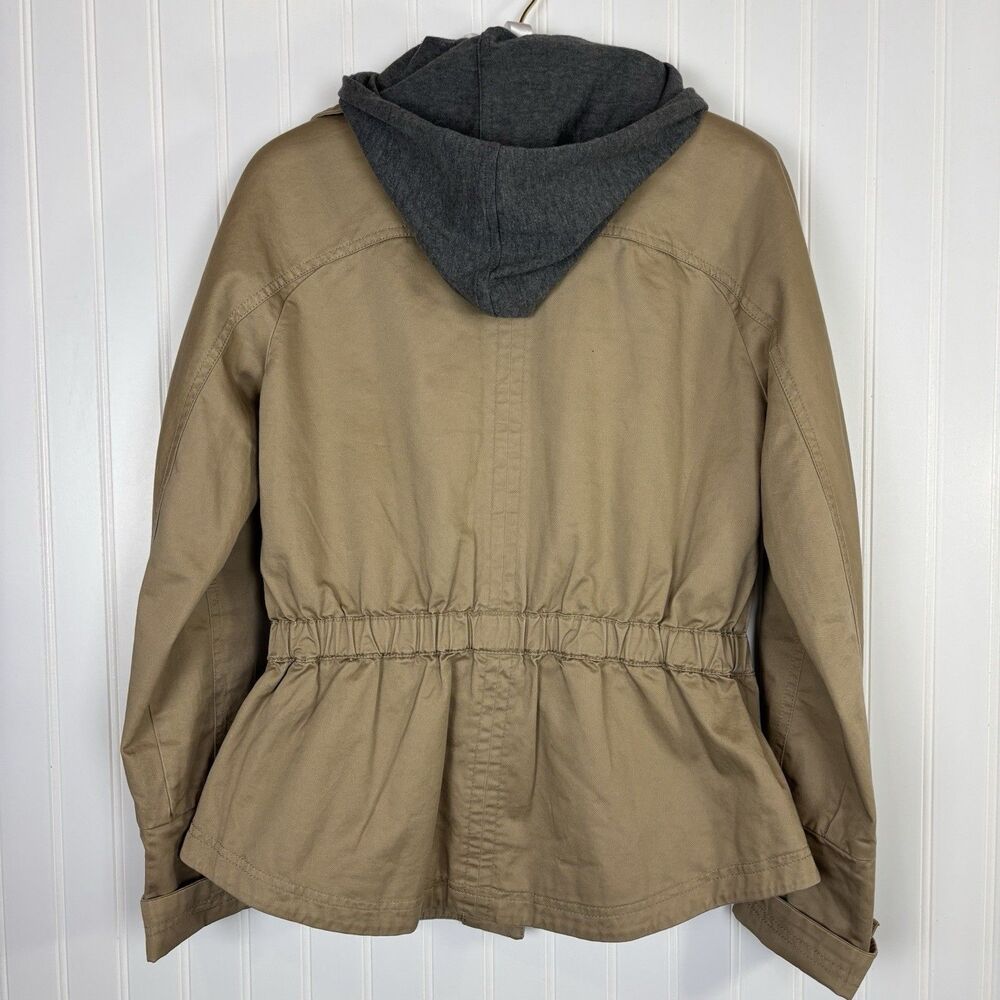 DKNY Womens Utility Layered Hooded Jacket Tan Khaki Sz S Gorpcore Field Military - Picture 4 of 16